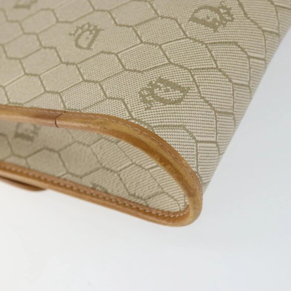 Christian Dior Honeycomb Canvas Shoulder Bag PVC Leather Beige Gold Auth BA7080 - Picture 5 of 16